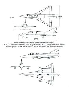 three different types of airplanes are shown in this diagram, and each one has its own engine