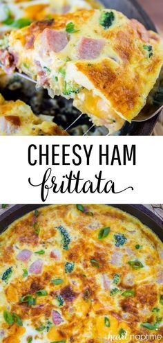 cheesy ham frittata with broccoli and cheese