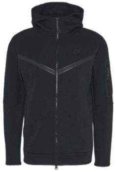 Sporty Sweater With Drawstring Hood For Sports, Hooded Sports Sweater With Ribbed Cuffs, Nike Techwear Hoodie For Fall, Sporty Hooded Sweater For Sports, Black Nike Fleece Track Jacket, Nike Black Fleece Track Jacket, Nike Black Fleece Hooded Jacket, Black Nike Hooded Hoodie, Nike Black Hooded Hoodie