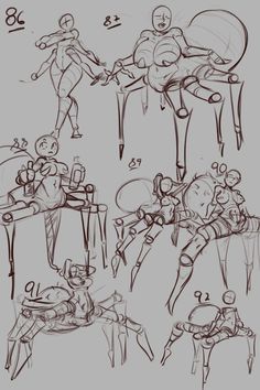 some sketches of people sitting around a table