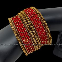 Design by Classical Dance Jewelry® ❥ Product Details: Designer and trendy stones studded bangles set from the Classical Dance Jewelry is perfect for all occasions. ❥ Our graceful designs compliments with your ethnic, western and Indo-Western outfits. ❥ These Stone bangles totally give you a very good option for Bharatnatyam, Kuchipudi, Seemantham, Wedding, pellikuthuru, Diwali, Navaratri, Pongal, Ganesh Chaturdi, Baby shower Decor. ❥ choodi | churi | Valail | Stone gaajulu are good return gifts Metal Bangles, Stone Bangles, Dance Lover, Bangles Set, Classical Dance, Dance Jewelry, Return Gifts, Stone Bangle, Red Thread