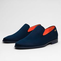 Men Classic Plain Loafer. Made With Breathable Fabric Upper. Made With Soft Lycra Lining And Removable Soft Eva Insole For Comfort. Toe Shape Round Pattern Solid Closure Slip On Width Standard Upper Mat Flannel Upper Color Navy Lining Mat Lycra Lining Color Orange Insole Mat Eva Insole Color Orange Welt Mat Rubber Welt Color Navy Sole Mat Rubber Sole Color Navy Blue Slip-on Business Moccasins, Blue Slip-on Moccasins For Business, Navy Slip-on Formal Loafers, Navy Slip-on Loafers For Work, Blue Loafers With Removable Insole And Plain Toe, Navy Slip-on Loafers With Leather Sole, Blue Plain Toe Loafers With Removable Insole, Navy Suede Slip-on Loafers, Blue Slip-on Loafers With Rubber Sole