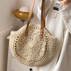 French Basket, City Outfit, French Baskets, Farmers Market Bag, Straw Beach Bag, Orange Butterfly, Rattan Bag, Casual Tote, Round Design