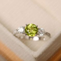 Luo Jewelry, Silver Ruby Ring, Peridot Engagement Rings, August Birthstone Ring, Original Engagement Rings, Green Gemstone Ring, Red Stone Ring, Green Stone Rings, 3 Stone Engagement Rings