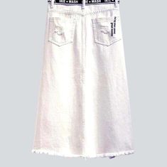 Introducing the 2023 Spring-Summer Collection ââ‚?a white denim skirt with city style. designed to make a statement! Crafted with premium quality denim and featuring a elevated-waist. a-line silhouette. zipper & button closure. and a distressed pattern. this skirt is perfect for embracing the mode renaissance!Why You'll Love It Grunge Galore: Inspired by the iconic '90s punkish movement. this skirt exudes an effortlessly cool attitude. Distinctive Damaged Pattern: Expertly crafted wear and tear. Street Style Skirt, Denim Skirts Online, Cool Attitude, Womens Denim Skirts, Iconic 90s, White Denim Skirt, Painted Denim, Current Fashion Trends, City Style