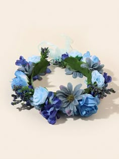 Boho 1pc Blue Flower Velvet Fashionable Headband, All-Match Floral Crown Hair Hoop Blue Elegant   Polyester     Wedding & Event, size features are:Bust: ,Length: ,Sleeve Length: Flower Crown Blue, Floral Hair Crown, Edc Orlando, Blue Flower Crown, Dark Blue Wedding, Jewelry Magic, Head Crown, Flower Tiara, Flower Crown Hairstyle