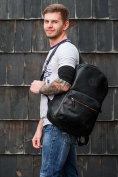 Leather Backpack made of black leather. For certain, backpack is a type of bag that might be called the most handy and comfortable. And it is doubly pleasant to have a high quality backpack that looks unique and fancy. Leather rucksack is perfect leather bag to carry EVERYTHING you need for work, study, trip or active outdoors. Laptop backpack combines classic style and modern usable design, just the right size - not too big but still capacious. 🔷 FEATURES: ➖ Height: 18 in ➖ Width: 12 in ➖ Dept Black Backpack With Leather Backing For Commuting, Urban Leather Backpack For Travel, Urban Black Backpack For Everyday Use, Black Leather-backed Backpack For Commuting, Commuting Black Bag With Leather Backing, Black Leather Backpack With Zipper For Commuting, Black Bags With Leather Backing For Commuting, Black Leather Backpack For Travel, Black Commuting Bag With Leather Backing