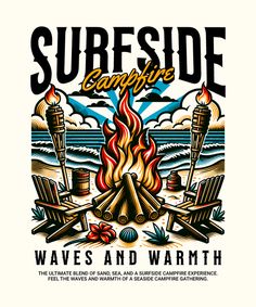 Surfside Campfire Pop T, Shirt Illustration, Design Techniques, Stylish Fonts, Shirt Template, Dog Flower, Free Art, Dog Design