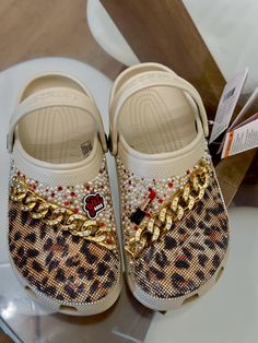 Blingedout leopard print custom crocs in BONE WHITE can be made in different colors  Bling Bling  Custom Made Crocs Blinged Crocs, Blinged Out Crocs, Bling Crocs, Bedazzled Shoes, Western Bling, Custom Crocs, Crocs Fashion, Pretty Sneakers, Rhinestone Projects