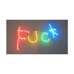 a neon sign with the word fuc written in it's letters and colors