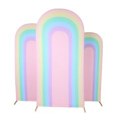 Spandex Covers for Trio Arch Frame Backdrop 3pc/set - Pastel Rainbow 1st Birthday Arch Backdrop, Unicorn 4th Birthday, Backdrop Frames, Frame Backdrop, Backdrop For Pictures, Rainbow Backdrop, Arch Frame, Transparent Balloons, Balloon Box