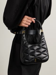 SAINT LAURENT's 'Sade' bag is made from leather that's quilted to enhance the soft, gently curved silhouette. It's embellished with gold-tone 'YSL' hardware and has enough space inside for your phone, lipstick and compact. Attach the chain strap to carry yours cross-body. Designer Quilted Shoulder Bag For Evening, Designer Evening Quilted Shoulder Bag, Quilted Leather Evening Bag, Formal Quilted Leather Bag, Ysl Mini Tote, Black Quilted Leather Bag, Formal Quilted Leather Shoulder Bag, Ysl Quilted Bag, Saint Laurent Mini Hobo Bag