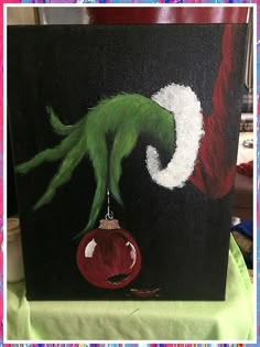 Christmas Paintings - Who does not enjoy getting an amazing offer from leading brands. Click to discover more NOW! Grinch Decorations, Grinch Party, Grinch Christmas Decorations, Christmas Canvas Art, Christmas Paintings On Canvas, Christmas Grinch, Painting Christmas, Holiday Painting, Easy Canvas Painting