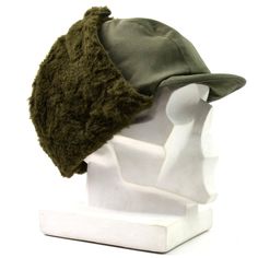 Original French army winter hat. Fully lined Dark Green / Olive Drab With faux Fur. Side Ear Flaps With Velcro Fastening Hat is brand, new Winter Hunting Cap, Casual Winter Hunting Hats, Khaki Flat Cap For Winter, Khaki Winter Flat Cap, Khaki Winter Hats, Winter Khaki Cap, Khaki Winter Cap, Winter Military Cap, Brimmed Winter Hunting Hat