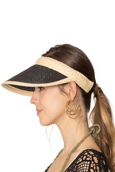 Upgrade your sunny day style with this Accented Brim Visor! Featuring a light beige braided detail on the base and edge of the visor, this visor adds a touch of chic to any outfit. Made from 100% straw, it not only looks great but also fits comfortably. Get ready to turn heads while staying protected from the sun! Chic Straw Visor Hat, Chic Visor Straw Hat With Uv Protection, Chic Straw Visor Hat With Uv Protection, Braided Straw Hat For Summer, Chic Spring Visor Sun Hat, Chic Adjustable Visor Sun Hat, Chic Straw Visor Sun Hat, Chic Woven Visor Hat, Trendy Natural Straw Hat For Spring