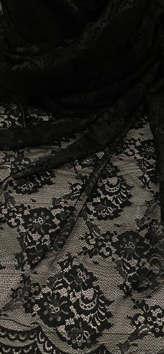 Our Chantilly lace fabric is simply stunning. It is gorgeously tactile, delicate and feminine, with a sweeping drape unlike that of any other. This fabric is imbued with extra strength and a unique handle. Perfect for all types of dressmaking, crafting, decorating and various other projects.  *Colours may vary due to different screens.  *Width 58 inches *Synthetic *Machine Washable *If you order more than 1 meter, fabric will come as one continuous length. *Fast Delivery Before you go please che Black Lace Fabric, Gold Velvet, Net Fabric, Wedding Gowns Lace, Chantilly Lace, Fabric Swatches, Lace Fabric, Dressmaking, Black Floral