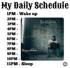 the poster for my daily schedule is shown with an image of a man sitting on a chair