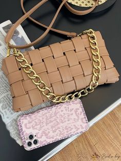 BirdinBag - Chic Braided Chain Shoulder Bag Fashionable Chain Satchel Shoulder Bag, Fashion Chain Satchel Shoulder Bag, Rectangular Shoulder Bag With Chain Strap, Daily Use Chain Pouch Shoulder Bag, Travel Shoulder Bag Clutch With Chain Detail, Travel Chain Clutch Shoulder Bag, Fashion Accessory Pouch Shoulder Bag With Chain Strap, Daily Use Shoulder Bag With Gold Chain, Rectangular Shoulder Bag With Chain For Shopping