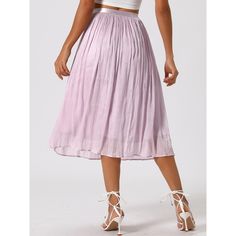 This pleated skirt with accordion style and elastic waist details shows off your femininity. Suits for daily and party wear in spring summer and fall. Pair with a t-shirt and high heels to complete the overall wearing style. Pair it with a t-shirt and high heels to complete the overall wearing style. Suits for daily and party wear in spring summer and fall. Spring Flowy Skirt With Elastic Waistband, Spring Midi Pleated Skirt, Spring Pleated Flared Maxi Skirt, Feminine Spring Pleated Skirt With Lining, Feminine Pleated Lined Skirt For Spring, Feminine Spring Pleated Maxi Skirt, Spring Pleated Maxi Skirt, Flowy Lined Pleated Skirt For Spring, Spring Midi Pleated Skirt With Elastic Waistband