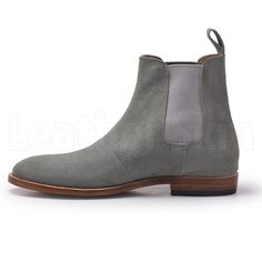 Define your sense of style with these genuine grey suede Chelsea leather boots for men, by none other than Leather Skin Shop. The comfortable pair of boots not only sharpen your look but also add a touch of charisma to any of your outfits. Here are a few more features that make these boots irresistible: The comfort of premium quality lets you wear these hand-made boots throughout your busy day The beautiful grey leather boots are not only stylish but also durable Pocket-friendly as they could be. Leather Skin Shop’s number one priority is to offer genuine leather in affordable price The availability of different colors and unique designs that instantly catch everyone’s attention The grey Chelsea suede boots will be your companion for the next couple of years. The world is raving about leat Classic Gray Leather Boots, Gray Leather-sole Boots For Fall, Gray Suede Boots With Round Toe, Chelsea Leather Boots, Leather Boots For Men, Grey Leather Boots, Black Boots Men, Oxford Brogues, Leather Formal Shoes