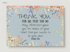 a thank card with an image of flowers and the words, thank you for all that you do