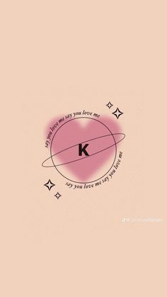 a pink heart with the letter k in it's center and an arrow on top