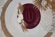 "NEW FLOWER AND HAT COLORS AVAILABLE! 🤍 Every Bride needs this hat! It's perfect for bridal events including dress shopping, bridal shower, bachelorette, and even your honeymoon! It is boho, fashionable, and unique! 🤍 -adjustable hat -one size fits most people! -breathable, lightweight and comfortable -Material: 65% Cotton, 35% Polyester  -Size:      Hat circumference: 56-58cm/22.22.8\"      Brim width: 7cm/2.75\"     Height: 11cm/4.3\" -personalized just for you -choice of color of 2 roses on Bohemian Wide Brim Wedding Hat, Bohemian Short Brim Hats For Wedding, Bohemian Mini Hat With Short Brim For Wedding, Handmade Curved Brim Hat For Wedding, Handmade Wedding Hat With Curved Brim, Adjustable Fedora Straw Hat For Wedding, Adjustable Fedora Mini Hats For Wedding, Adjustable Brimmed Hats With Handmade Flowers, Handmade Flowers Brimmed Adjustable Hats