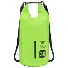 the dry bag is green and black