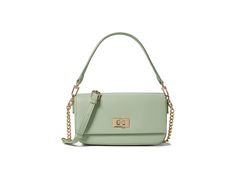 Anne Klein Shoulder Baguette With Enamel Filled Turn Lock - Shoulder Handbags : Green Fig : Enhance your chic dazzling look carrying the Anne Klein Shoulder Baguette With Enamel Filled Turn Lock. This simplistic and pleasant bag features one main compartment, one chain-link adjustable and removable crossbody strap, and turn-lock closure. Polyurethane construction. One shoulder strap. One zippered interior pocket. Polyester lining. Imported. Measurements: Weight: 2 lbs Elegant Green Rectangular Baguette Bag, Green Rectangular Baguette Bag With Gold-tone Hardware, Green Rectangular Bag With Turn-lock Closure, Green Shoulder Bag With Gold-tone Hardware, Green Rectangular Shoulder Bag With Silver-tone Hardware, Green Fig, Anne Klein, Shoulder Handbags, Chain Link