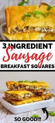 3 ingredient sausage breakfast squares with text overlay