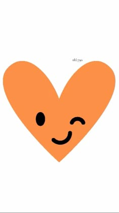 an orange heart with a smiley face