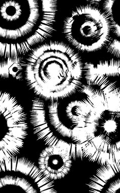 an abstract black and white pattern with circles