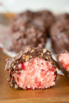 inside of cherry mash candy. Pink candy center with cherry pieces can be seen Grandmas Christmas Candy 12 Tomatoes, Recipes With Candied Fruit, Sees Candy Rum Nougat Recipe, Joanna Gaines Cherry Mashers, Candy Balls Recipe, Cherry Truffles Recipe, Traditional Christmas Candy Recipes, Copycat Sees Candy Recipes, Homemade Valentines Candy