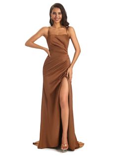 Sexy Soft Satin Side Slit Spaghetti Straps Sheath Floor-Length V-Neck prom Dresses- ChicSew Cute Wedding Guest Dresses, Summer Gowns, Bridesmaid Dresses Uk, Prom Dress With Train, Mermaid Bridesmaid, Prom Dresses Long Mermaid, Dress Graduation, Mermaid Bridesmaid Dresses, Formal Evening Dress