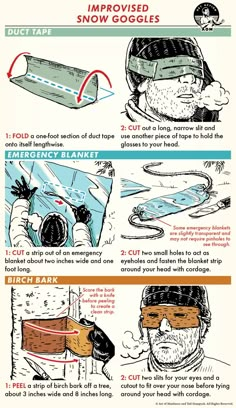 the instructions for how to use an inflatable snow goggles info graphic design