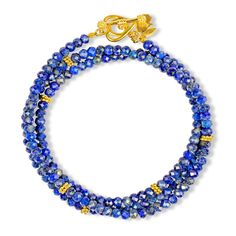 Blue Faceted Beads Bracelet, Elegant Blue Multi-strand Bracelets, Blue Faceted Rondelle Bracelets, Blue Double Strand Jewelry As Gift, Blue Double Strand Jewelry For Gift, Adjustable Blue Rondelle Jewelry, Blue Multi-strand Gemstone Beads Bracelets, Blue Multi-strand Bracelets With Gemstone Beads, Blue Gemstone Beads Bangle