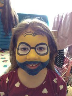 Minion Bob Funny Halloween Face Paint, Funny Face Painting, Minion Halloween Makeup, Funny Halloween Makeup, Bob Minion, Funny Makeup Ideas, Minions Makeup, Minion Face Paint Easy, Funny Face Paint Ideas