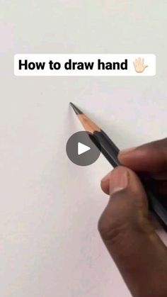 a person holding a pencil and writing on a piece of paper with the words how to draw hand