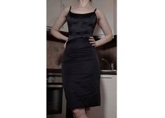 "Black 90s-style vintage pencil skirt. The model is 5'8 (1,70 cm) tall,  waist of 62cm, and hips of 95 cm, she wears the size available. The SIZE on the tag is 36. To be sure it would fit please check the measurements below. FLAT Measurements (unstretched): Waist: 26\" (66 cm); Hips: 35\" (90 cm); Length: 23\" (58 cm). Composition: 58% Cotton, 42% Polyester. There may be slight color variations depending on your monitor display. Matching corset: https://www.etsy.com/listing/1632548456/black-90s-style-black-corset-lace-up" Fitted Vintage Pencil Skirt, Vintage Black Pencil Skirt, Vintage Black Fitted Skirt Suit, Vintage Pencil Skirt, Satin Pencil Skirt, Black 90s, Plaid Wool Skirt, Vintage Pencil, Wool Pencil Skirt