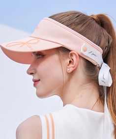 Beat the heat with the J.Jane Logo Ribbon Suncap - Peach from nevermindallgolf. Its wide brim offers great sun protection while making your face look smaller. The removable ribbon adds a feminine touch to this pretty and practical cap. Sun Cap, Beat The Heat, Sun Protection, Wide Brimmed, Summer Collection, Color Patterns, Ribbon, ? Logo, Color