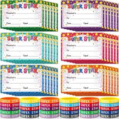 super star award ribbons and labels for kids to use on their school desks or in the classroom