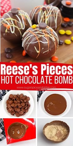 Peanut Butter Hot Chocolate Recipe, Peanut Butter Hot Chocolate, Hot Cocoa Bomb, Diy Hot Chocolate, Hot Chocolate Cocoa, Reese's Pieces, Hot Chocolate Bomb, Hot Chocolate Gifts, Hot Cocoa Recipe