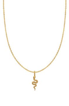 A gleaming goldtone serpent descends from a polished chain in this statement-making necklace. Delivered from the Made by Mary studio in a giftable book-style box, each piece is carefully crafted with your story in mind. 16" length; 2" extender; 3/4"L pendant Gold-plated sterling silver Imported Snake Chain Necklace For Gift, Snake Chain Jewelry As Gift, Yellow Gold Adjustable Snake Chain Necklace As Gift, Gold Snake Shape Chain Necklace Gift, Gold Plated Snake Chain Necklace Gift, Snake Shape Gold Chain Necklace Gift, Gold Plated Adjustable Snake Chain Necklace Gift, Minimalist Gold Snake Jewelry, Adjustable Yellow Gold Snake Chain Necklace For Gift