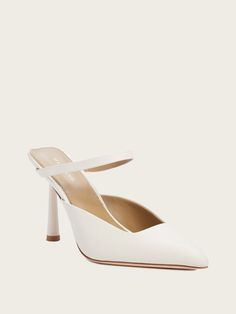 Marni Leather Mule | Marciano US Party Mules With Deep Heel Cup In Calf Leather, Formal Pointed Toe Mules With Heel Loop, Calf Leather High Heel Mules With Padded Heel, Formal Mules With Sculpted Heel And Single Toe Strap, Calf Leather Mules With Wrapped High Heel, Calf Leather High Heel Mules With Wrapped Heel, Spring Calf Leather High Heel Mules, Party Calf Leather Pointed Toe Mules, Pointed Toe Calf Leather Mules For Party