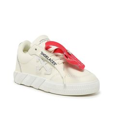 Off-White-Vulcanized Sneaker - Kids' These laidback kicks feature the effortless silhouette you know and love from Off-White. Decorated with geometric designs and the famous zip-tie detail, the Vulcanized sneaker is a must-have staple. About the Brand : When Virgil Abloh first released his fashion collection in 2012, he had no idea the legacy that would follow. Now, Off-White is taking the industry by storm thanks to its ironic "too cool to care" style loved by celebrities. Dare to reimagine str Off White Sneakers, Off White Shoes, Surprise Party, Zip Ties, Virgil Abloh, Girl Shoes, Kids Sneakers, Free Kids