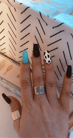 Country Acrylic Nails, Rodeo Nails, Nails Country, Cow Print Nails, Cowboy Nails, Western Nails, Country Nails, Turquoise Nails, Cow Nails