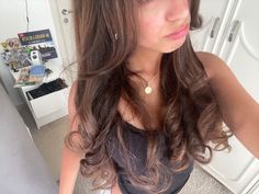 #hairstyles #blowout #curtainbangs #dysonairwrap #matildadjerf Hairstyles Blowout, Dark Brown Long Hair, Blow Out Hair, Blowout Look, Hair Pics, Blowout Hair, Blow Out