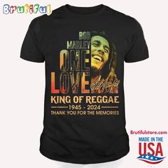 Bob Marley T Shirt, Bob Marley One Love King Of Reggae 1945-2024 Thank You For The Memories T Shirt Your everyday style essential. Made with soft, breathable fabrics for comfort all day long. Choose from a variety of designs and colors to showcase your personal style. Perfect for casual outings or layering with other pieces. Versatile, timeless, and a must-have in any wardrobe. Tailored for the trendsetting individual inspired by:   Bob Marley T Shirt, Bob Marley One Love King Of Reggae 194 Bob Marley T Shirt, Bob Marley One Love, Bob Marley T Shirts, Long Sleeve Kids, 3d Shirt, One Love, Kid Tees, Bob Marley, The Memories