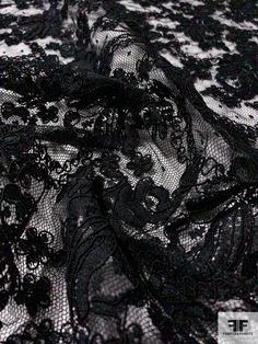 This black floral double-scalloped corded lace designer fashion fabric is extremely elegant and high quality. SKU: 12270 Content: Polyester Color: Black Width: 52 inches This fabric is a last cut and no longer in production. Once sold out, we are unable to get more. Luxury Black Lace With Lace Trim, Black Lace Fabric Texture, Dark Lace Aesthetic, Black Fabric Aesthetic, Laces Aesthetic, Black Lace Aesthetic, African Design Pattern, Rocky Horror Outfit, Lace Fabric Texture