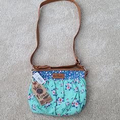 Floral Cross Body Hand Bag. Spring Floral Print Shoulder Bag For Everyday Use, Floral Print Bags For Everyday Use In Spring, Blue Tote Satchel For Spring, Blue Trendy Satchel For Spring, Trendy Blue Satchel For Spring, Casual Floral Print Bags For Spring, Casual Floral Print Shoulder Bag For Spring, Casual Floral Print Spring Bags, Light Blue Bags For Everyday Use In Spring